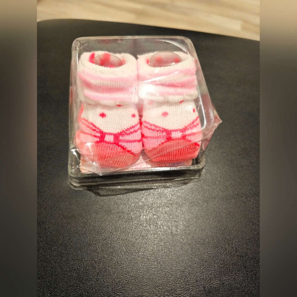 Pink & White Infant Booties